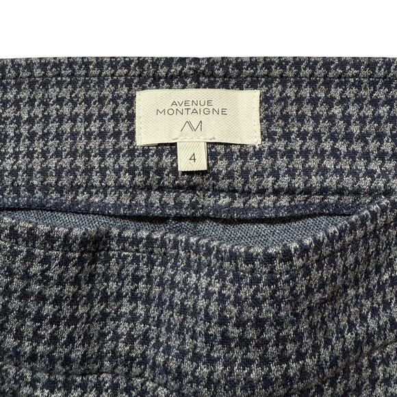 Avenue Montaigne Leo Cropped Flare Pants Pull On Navy Blue Houndstooth Size 4 - Picture 3 of 8